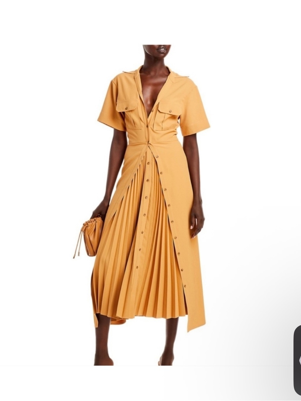 A.L.C. Florence Raffia Pleated Midi Dress